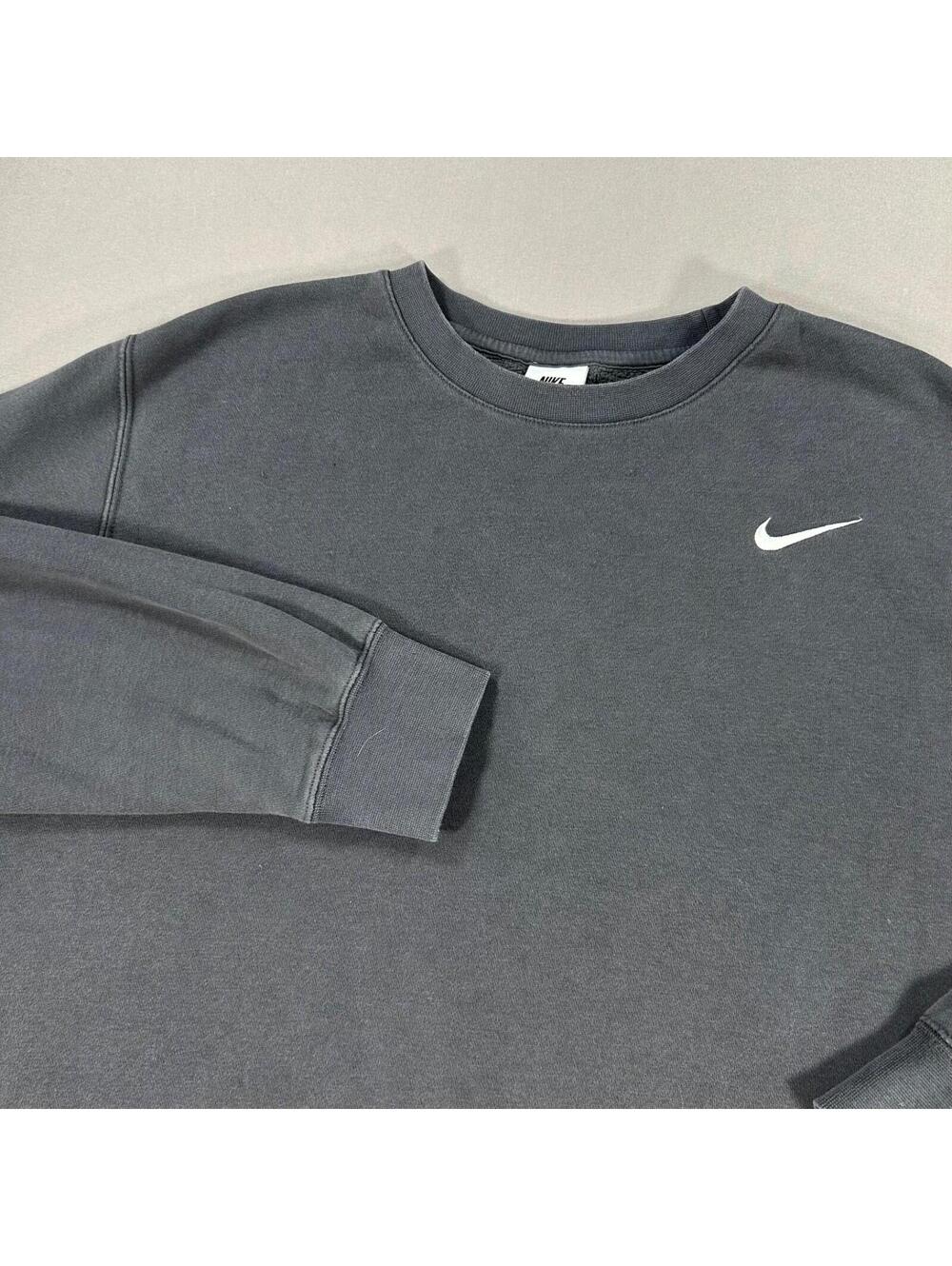 Vintage Y2K Nike Sweatshirt Men's Large Gray Pullover Fleece Swoosh Crew Neck